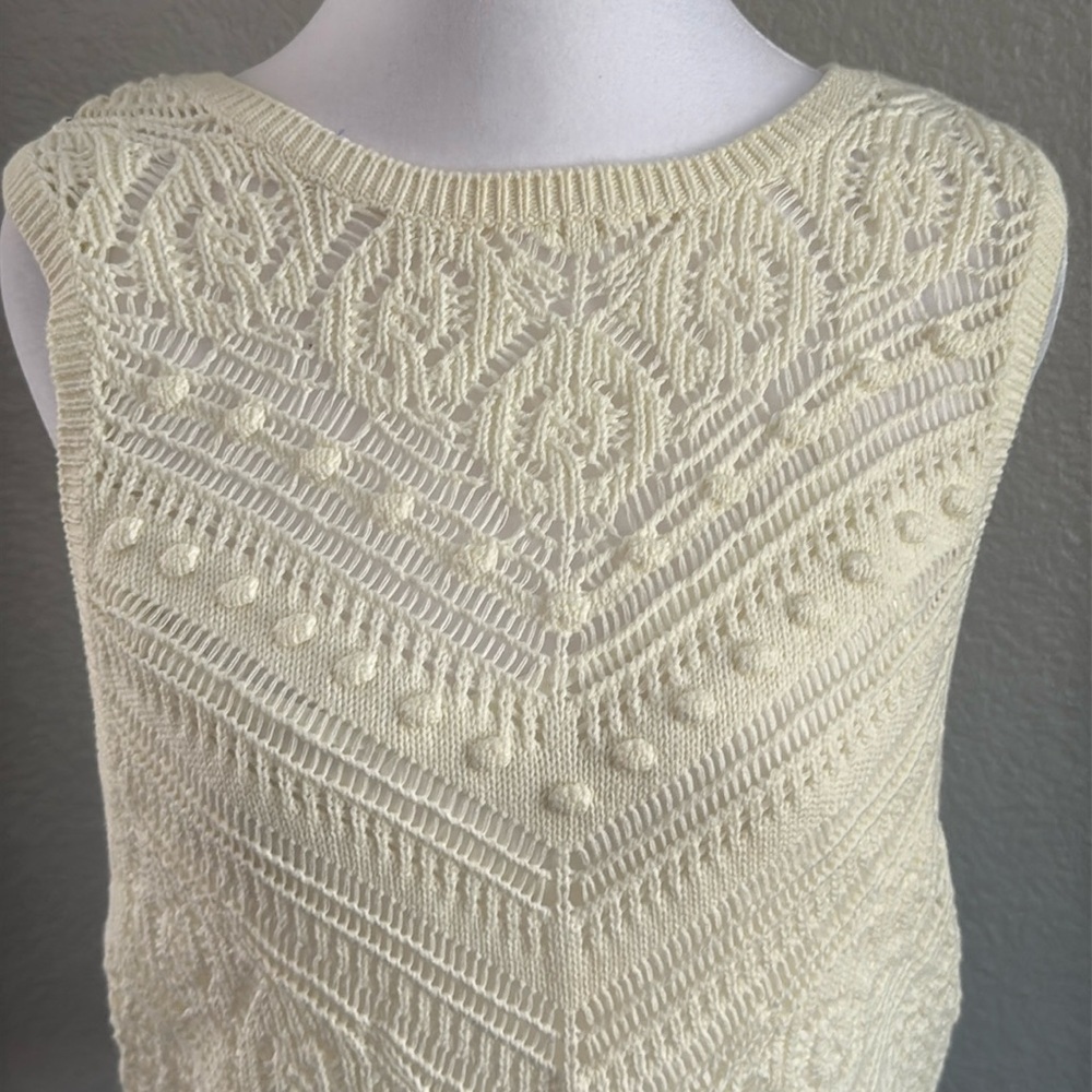 INC International Concepts Ivory Knit crochet sleeveless top size xxl - Picture 3 of 7
